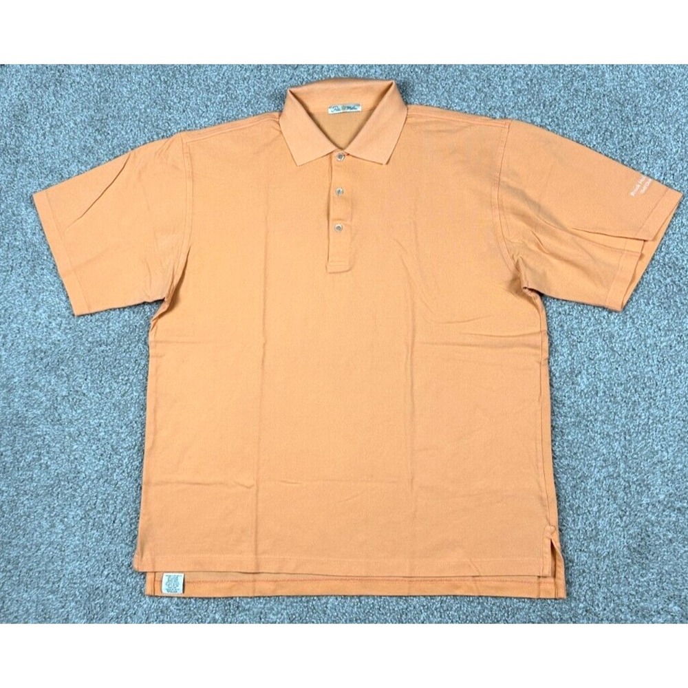 Peter Millar Polo Shirt Mens‎ Large Orange Short Sleeve Golf Casual Cotton Adult